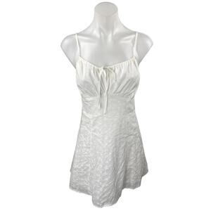 NEW Edit by Nine White Floral Sleeveless Cami Eyelet Mini A-Line Tank Dress S